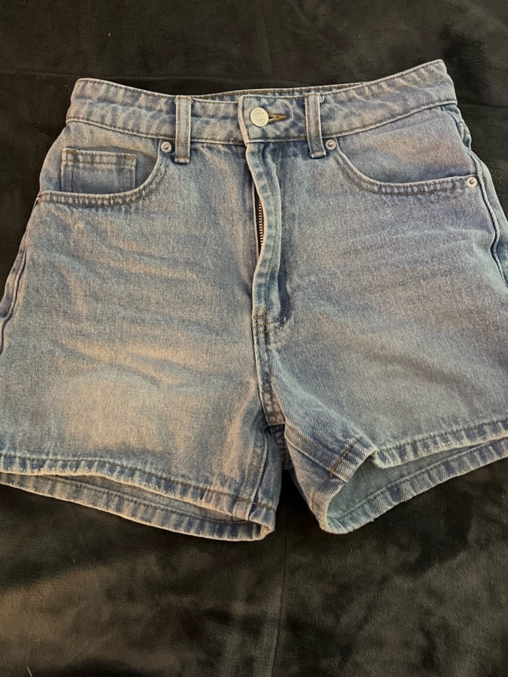 High-Rise Light Wash Denim Shorts